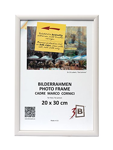 3-B Bilderrahmen ULM 20x30 cm - weiß - Holzrahmen, Fotorahmen, Portraitrahmen mit Acrylglas von 3-B