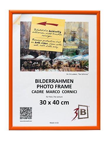 3-B Bilderrahmen ULM 30x40 cm - orange - Holzrahmen, Fotorahmen, Portraitrahmen mit Acrylglas von 3-B