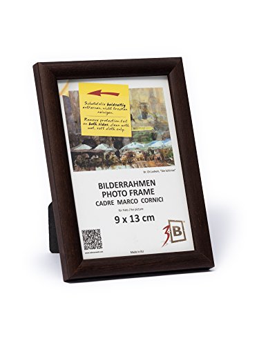 3-B Bilderrahmen ULM 9x13 cm - dunkel braun - Holzrahmen, Fotorahmen, Portraitrahmen mit Acrylglas von 3-B