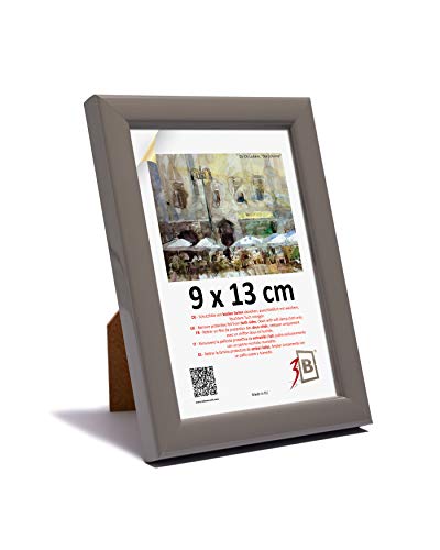 3-B Bilderrahmen ULM 9x13 cm - grau - Holzrahmen, Fotorahmen, Portraitrahmen mit Acrylglas von 3-B