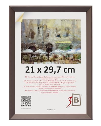 3-B Bilderrahmen VIK - Espresso - 21x29,7 cm (A4) - Holzrahmen, Fotorahmen, Dokumentenrahmen mit Acrylglas von 3-B