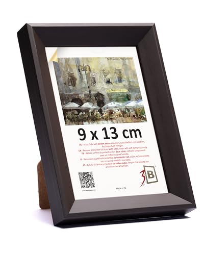 3-B Bilderrahmen VIK - Moka - 9x13 cm - Holzrahmen, Fotorahmen, Portraitrahmen mit Acrylglas von 3-B