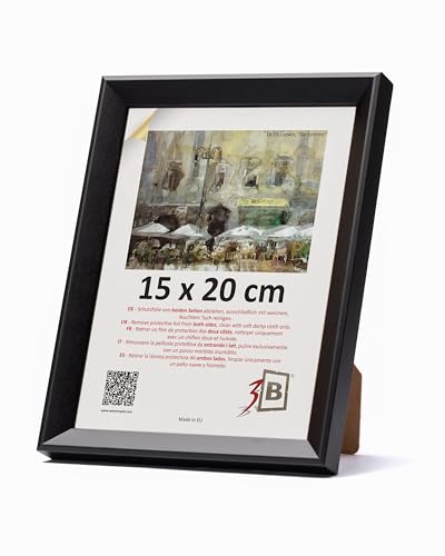 3-B Bilderrahmen VIK - Schwarz - 15x20 cm - Holzrahmen, Fotorahmen, Portraitrahmen mit Acrylglas von 3-B