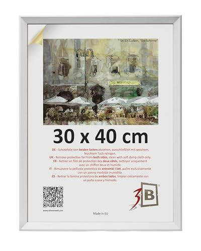 3-B Bilderrahmen VIK - Weiß - 30x40 cm - Holzrahmen, Fotorahmen, Dokumentenrahmen mit Acrylglas von 3-B
