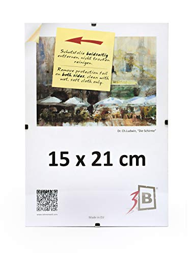 3-B Bilderrahmen - rahmenloser Bildhalter mit Acrylglas - Cliprahmen 15x21 cm (A5) von 3-B
