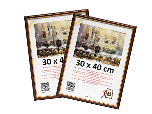 3-B Bilderrahmen BARI RUSTIKAL - 2-Pack - dunkel braun- 30x40 cm - Holzrahmen, Fotorahmen, Portraitrahmen mit Acrylglas von 3-B