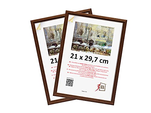 3-B Set 2 Stk. - Bilderrahmen JENA 21x30 cm - dunkel braun - Holzrahmen, Fotorahmen, Portraitrahmen mit Plexiglas von 3-B