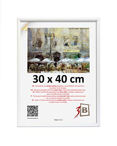 Bilderrahmen JENA - weiß - 30x40 cm - Holzrahmen, Fotorahmen von 3-B