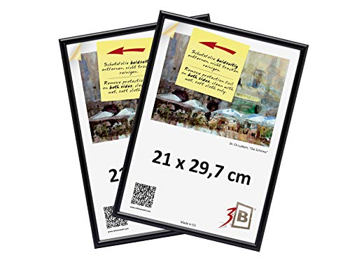 3-B Bilderrahmen Foto - 2-Pack - 21x29,7 cm (A4) - schwarz - Fotorahmen, Kunststoffrahmen mit Acrylglas. Sparpaket! von 3-B