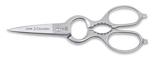 Claveles Profi-Küchenschere aus Edelstahl, Linie Cook mit Mikroverzahntem Draht, vielseitig einsetzbar für Lebensmittel, mit Flaschenöffner und Nussknacker von 20 cm (8 Zoll) von 3 Claveles
