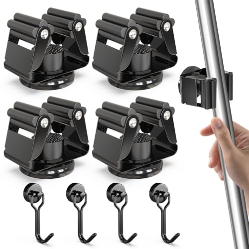 3-H 4 Stück Magnetischer Besenhalter, Gerätehalter Gartengerätehalter, Edelstahl Besenhalterung Wand Aufhängung Besen, mit 4 Magnetische Haken für Küche Badezimmer Garage Garten Zuhause, Schwarz von 3-H
