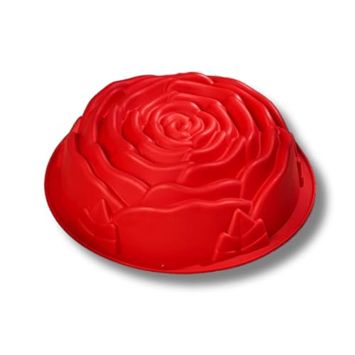 3 PAGEN® Backform Rose Silikon, Premium Kuchen Silikonform mit Rosenmuster, 100% lebensmittelecht, Kuchenform mit Antihaftbeschichtung, Antihaft-Silikon-Backform, spülmaschinenfest, rot von 3 PAGEN