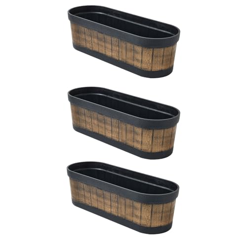 3 PAGEN® Blumenkasten in Holzoptik – langlebig und robust – ideal für Balkon & Fensterbank – Leichter Pflanzkasten aus UV-beständigem Material – Entwässerungslöcher vorgesehen – 3er-Set Holzoptik von 3 PAGEN