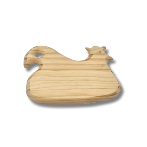 3 PAGEN® Holzbrett mit Tiermotiv Huhn, Frühstücksbrett mit Eierhalter, Schneidebrett aus Buchen-Holz, 1 Stück, 26 x 18,5 x 1 cm von 3 PAGEN
