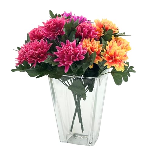 3 PAGEN® Kunstblumen Dahlien 3er-Set – dreifarbiges Bouquet – langanhaltende Blütenpracht für Terrasse, Balkon &Garten – künstliche Blumensträuße – wetterfestes Blumenarrangement – rosa, lila& orange von 3 Pagen