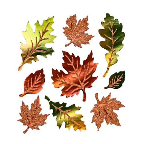 3 PAGEN® 9 Stück Soft Fensterkleber Herbst – Fenster Aufkleber mit Glitter 9x – Herbstblätter Herbstlaub Herbstdeko Sticker – selbstklebend, ablösbar & wiederverwendbar – Glitzereffekt – Größe 4-9 cm von 3 Pagen