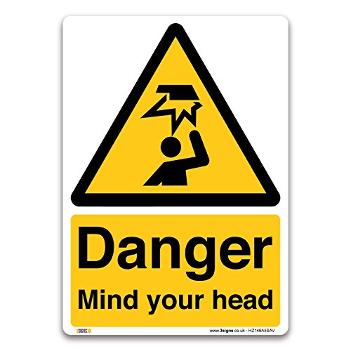 Danger Mind Your Head Schild – A5 selbstklebender Vinyl-Aufkleber – Warnung für Bausicherheit Danger Mind Your Head Schild – A5 selbstklebender Vinyl-Aufkleber – Warnung für Bausicherheit von 3 Signs