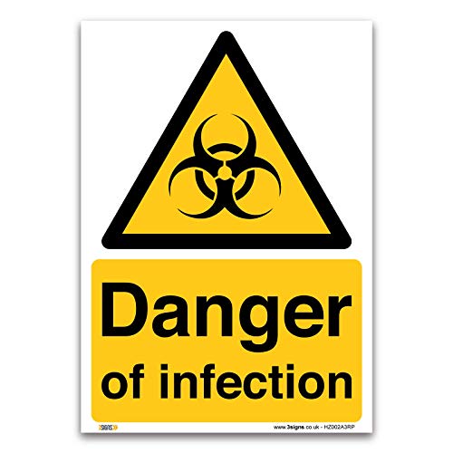 Hinweisschild mit Aufschrift „Danger of infection“, 1 mm, starrer Kunststoff A5 210x148mm Hinweisschild mit Aufschrift „Danger of infection“, 1 mm, starrer Kunststoff A5 210x148mm von 3 Signs