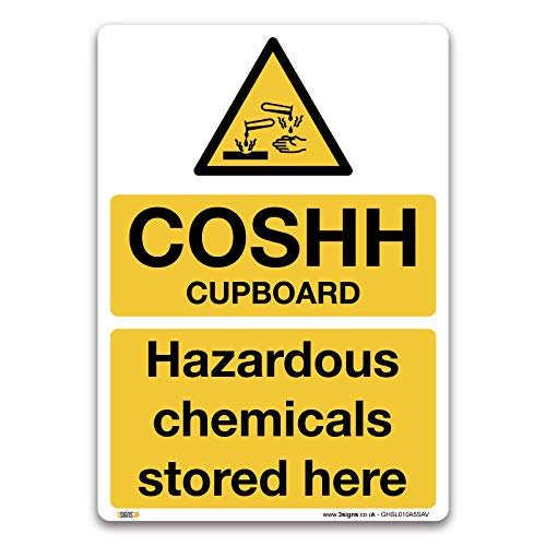 Schrankschild COSHH – selbstklebendes Vinyl – Hazchem Chemicals Sicherheitsschilder A5 210 x 148mm von 3 Signs