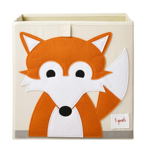 3 Sprouts, Aufbewahrungsbox Kinder mit Deckel, Spielzeugbox für Kallax Regale, Box zur Spielzeugaufbewahrung, Kinder Aufbewahrungsbox Kinderzimmer, Aufbewahrungsboxen für Spielzeug - Fuchs von 3 Sprouts