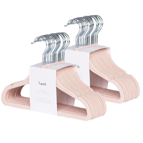 3 Sprouts - Kinder Kleiderbügel aus Samt – rutschfeste Kleiderbügel für Baby & Kleinkinderkleidung - 30 Stück - Rosa von 3 Sprouts