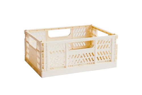 3 Sprouts - Klappboxen Faltbar Stabil - Medium, Stapelbare und Robuste Aufbewahrungslösung für Zuhause und Auto - Creme von 3 Sprouts