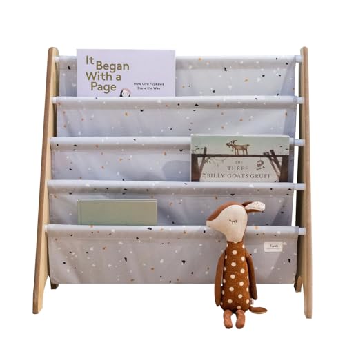 3 Sprouts Kinder Bücherregal aus Holz – Montessori Regal für Kinderzimmer - Terrazzo Hellgrau von 3 Sprouts