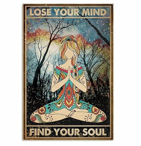 321 Deko Blechschild Retro Yogalose Your Mind Finden Sie Ihre Seele Girlations Dorm Gym Schwarz Blechschilder Retro Metall Schilder Für Deko Geburtstag Geschenk,20X30Cm von 321
