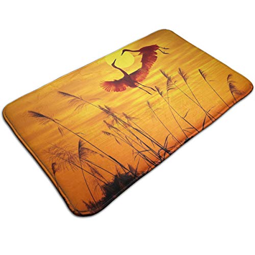 321 Fußabstreifer Goldener Sonnenuntergang Schilfkranich Fussmatte Weiche Fussabtreter Rubber Bottom Door Mat 40X60Cm Für Innenbereich, Flur, Einzugsgeschenke von 321