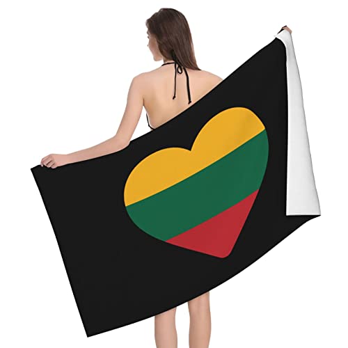 321 Strandtuch 80X130cm Flagge Von Litauen Herz Saunatuch One Size Schwimmhandtücher Mehrfarbig Handtuch Für Picknick, Reisen, Sauna von 321