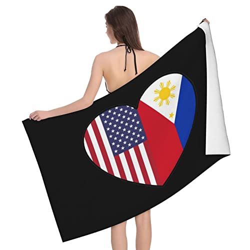 321 Strandtuch 80X130cm Philippinen Amerikanische Herzflagge Tuch Bade Super Saugfähig Handtuch Pflegeleicht Fitnesshandtuch Für Reisen, Yoga, Sauna von 321