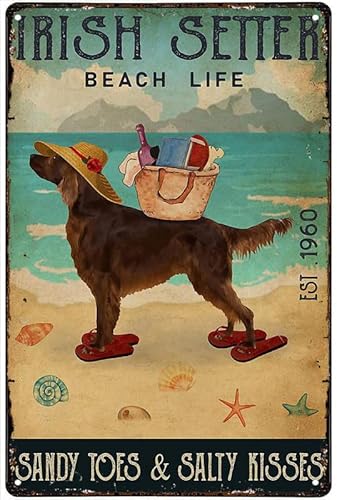 321 Blechschild Retro Irish Setter Beach Life Sandy Toes Und Salzige Küsse Metallschild Personalisierte Dekoschild Für Bar Geschenke Geburtstag,20X30Cm 321 Blechschild Retro Irish Setter Beach Life Sandy Toes Und Salzige Küsse Metallschild Personalisierte Dekoschild Für Bar Geschenke Geburtstag,20X30Cm von 321