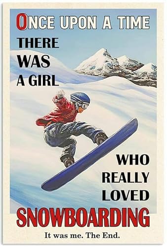 Metall Schilder Es War Einmal Das Mädchen, Das Snowboarden Liebte Deko Schild Personalisierte Dekoschild Für Garten Café Geschenke,20X30Cm von 321