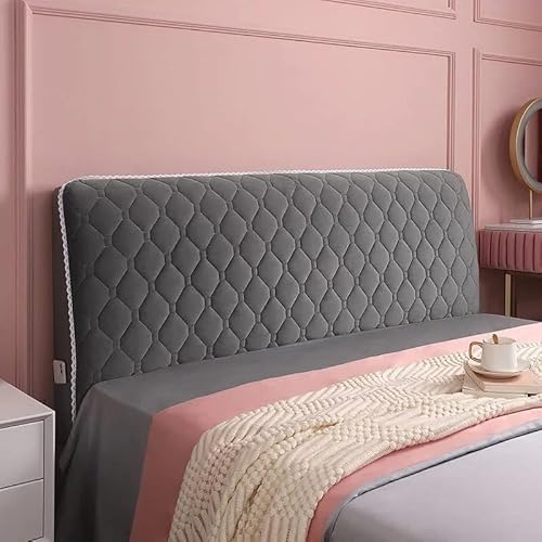 Bettkopfabdeckung Verdicken Gesteppt Kopfteilbezug Protektor Einfarbiges Design Bett Kopfteil Bezug 150/180 cm Grau, Dehnbar, Waschbar, Abnehmbar, Für Schlafzimmer (Color : I, Size : 140cm) von 3265412