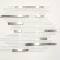 Yh12B 1Quadratmeter Glas - Und Edelstahl-Mosaikfliesenstreifen, Matt Edelstahl Weißes Glas Gemischt Yh12B 1Quadratmeter Glas - Und Edelstahl-Mosaikfliesenstreifen, Matt Edelstahl Weißes Glas Gemischt von 33DIYHobbys