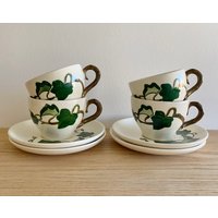 1948 Poppytrail California Efeu Handbemalte Tasse Und Untertasse 4Er Set von 345glenhaven