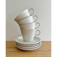 Franziskaner Wolke Neun Weiße Tasse Und Untertasse Vintage 4Er Set von 345glenhaven