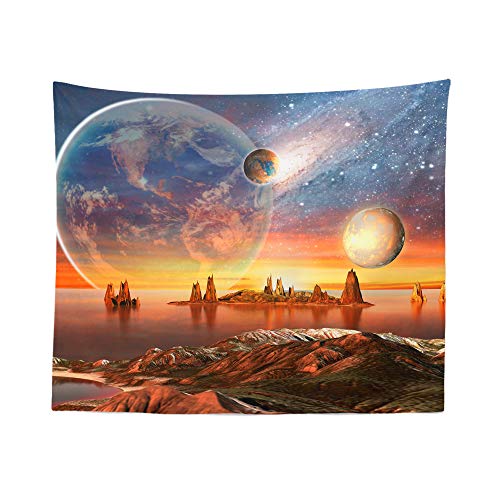 351 Wandteppich Fantasieplanet Weltraum Mars Wand Teppich Waschbar Picknickdecke Wanddekoration Landschaft Wandtücher, Für Picknick, Wohnheim, Wohnzimmer, 150x200cm von 351