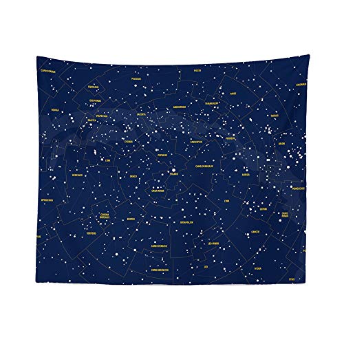 351 Wandtuch Konstellation Blauer Stern Karte Astronomie Himmlisch Wandbehang Dekoration Strandtuch Wanddekoration Tagesdecke, Für Wohnzimmer, Schlafzimmer, Party Dekor, 130x150cm von 351