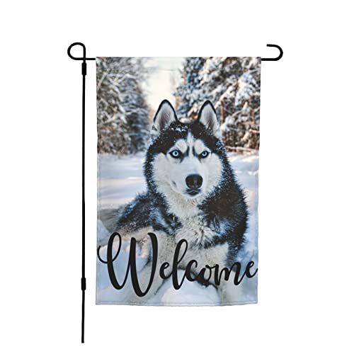 Bannerfahnen 30x45cm, Sibirischer Husky Hund Landschaftslustiger Tier Schnee Winter Druck Fahne Dekoration Hof Flaggen, Für Bauernhaus, Veranda von 351