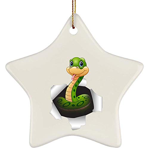 Christbaumschmuck Keramik Weihnachtsanhänger Mit Hanfseil Hängende Ornamente Lustige Schlange, Die Aus Einer Rissigen Wand Kommt von 351