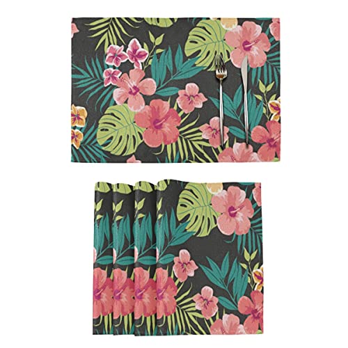 Hawaii Palm Tukan-Sommer Aloha Platz-Matten 4Er Set Tischunterlage Esstisch Premium Platzdeckchen rutschfest Platzset Für Restauran Hotel Küche von 351