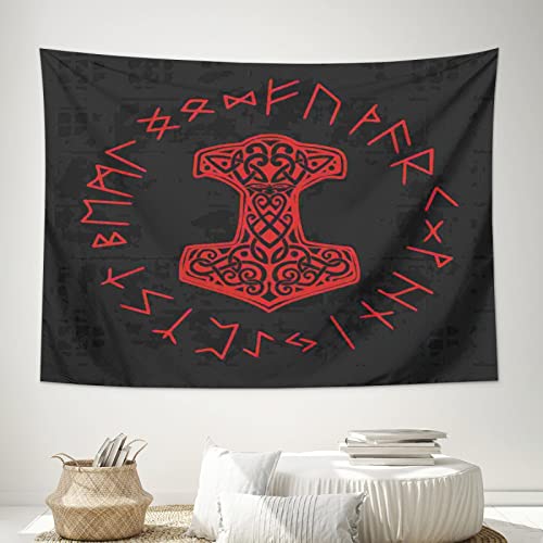 Vorhang Wand Decor Wikinger Mjolnir Und Runenrad Symbol Der Nordischen Mythologie Wikinger Kunst Wandtuch Digitaldruck Tapestry Lustige Wand Dekor Für Wohnzimmer, Party Hintergrund 73x95cm von 351