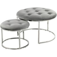 360 Living Hocker Becky 800 2er grau silber Samt Metall H/D: ca. 41x60 cm von 360 Living