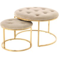 360 Living Hocker Becky 800 2er taupe gold Samt Metall H/D: ca. 41x60 cm von 360 Living