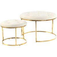 360 Living Hocker Myla 100 2er-Set elfenbein gold Metall Samt H/D: ca. 41x60 cm von 360 Living