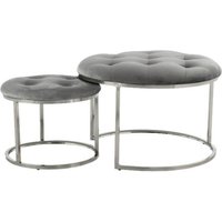 360 Living Hocker Myla 100 2er-Set grau silber Samt Metall H/D: ca. 41x60 cm von 360 Living