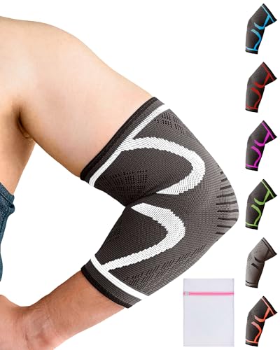 360 RELIEF Ellenbogenbandage für Herren und Damen - 1 Stück Kompression Ellbogen Stütze für Sports, Gym, Tennisarm - Ellenbogenschoner Geeignet für Rechts/Links Arm mit Wäschenetz von 360 RELIEF