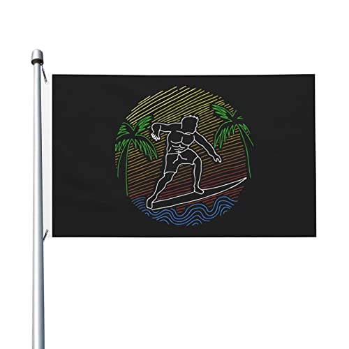 Bannerfahnen Männer Surfen Auf See Dekorationen Flagge Dekoration Flaggen Banner Verblassen Beständig Fahne, Für Feiertage, Partys, 90x150cm von 385
