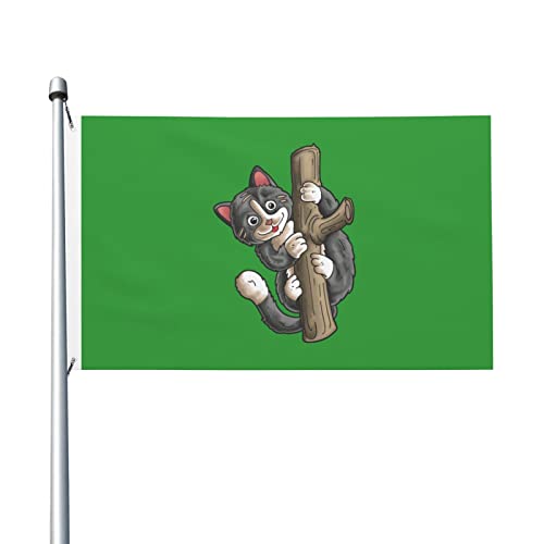 Garten Flagge Katze Klettert Auf Einen Baum Flaggen Banner Langlebig Garten Fahnen Lustige Dekoratives Banner, Für Bauernhaus, Veranda, 90x150cm von 385